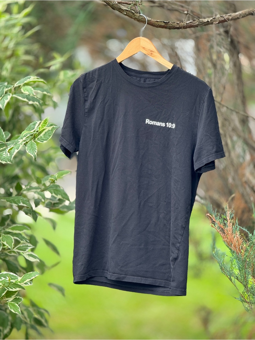 Romans 10:9 Men’s Organic Cotton T-Shirt - Black - (Size Medium)⁠